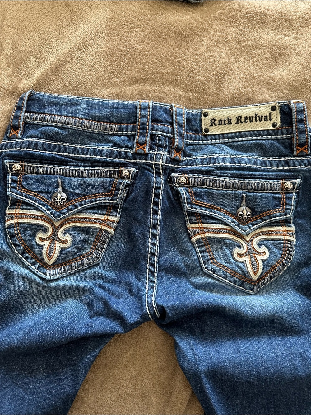 Rock Revival Dark Blue Embroidered Jen Boot Jeans